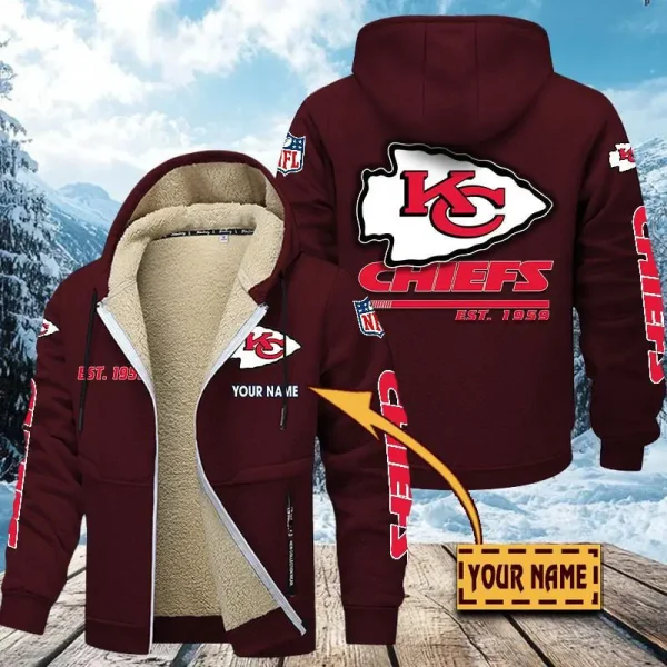 Kansas City Chiefs | Zip Up Fur Coat ANZTZH131 - Image 4