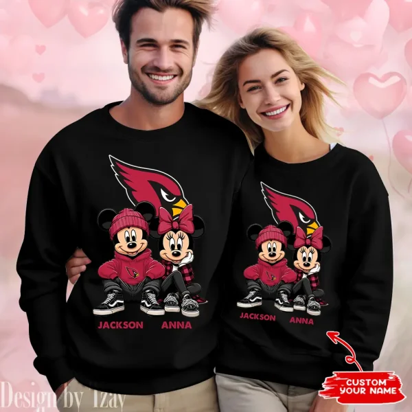 NFL Arizona Cardinals Couple Sweater Custom Any Name Gifts For Fan BGRSW416 - Image 2