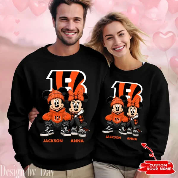 NFL Cincinnati Bengals Couple Sweater Custom Any Name Gifts For Fan BGRSW422