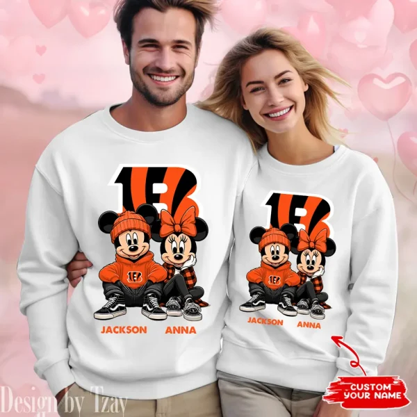 NFL Cincinnati Bengals Couple Sweater Custom Any Name Gifts For Fan BGRSW422 - Image 2