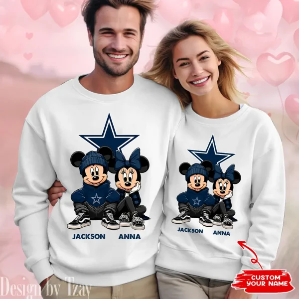 NFL Dallas Cowboys Couple Sweater Custom Any Name Gifts For Fan BGRSW424