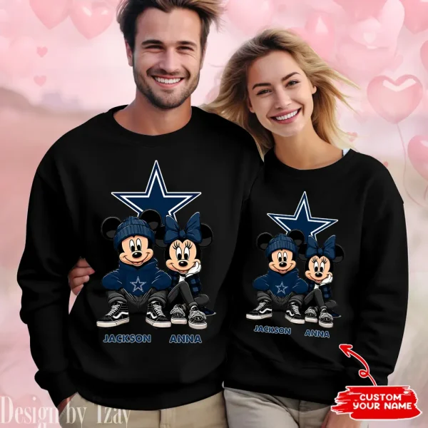 NFL Dallas Cowboys Couple Sweater Custom Any Name Gifts For Fan BGRSW424 - Image 2