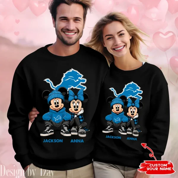 NFL Detroit Lions Couple Sweater Custom Any Name Gifts For Fan BGRSW426 - Image 2