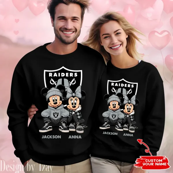 NFL Las Vegas Raiders Couple Sweater Custom Any Name Gifts For Fan BGRSW432 - Image 2