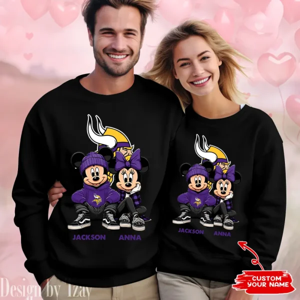 NFL Minnesota Vikings Couple Sweater Custom Any Name Gifts For Fan BGRSW436 - Image 2