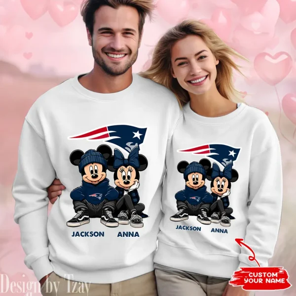 NFL New England Patriots Couple Sweater Custom Any Name Gifts For Fan BGRSW437 - Image 2