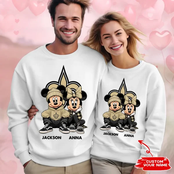 NFL New Orleans Saints Couple Sweater Custom Any Name Gifts For Fan BGRSW438