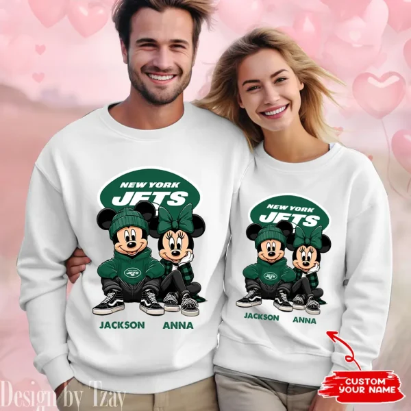 NFL New York Jets Couple Sweater Custom Any Name Gifts For Fan BGRSW440 - Image 2