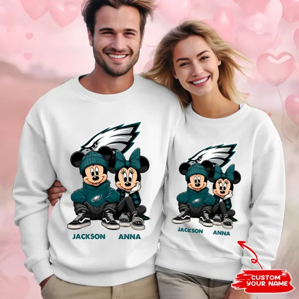 NFL Philadelphia Eagles Couple Sweater Custom Any Name Gifts For Fan BGRSW441