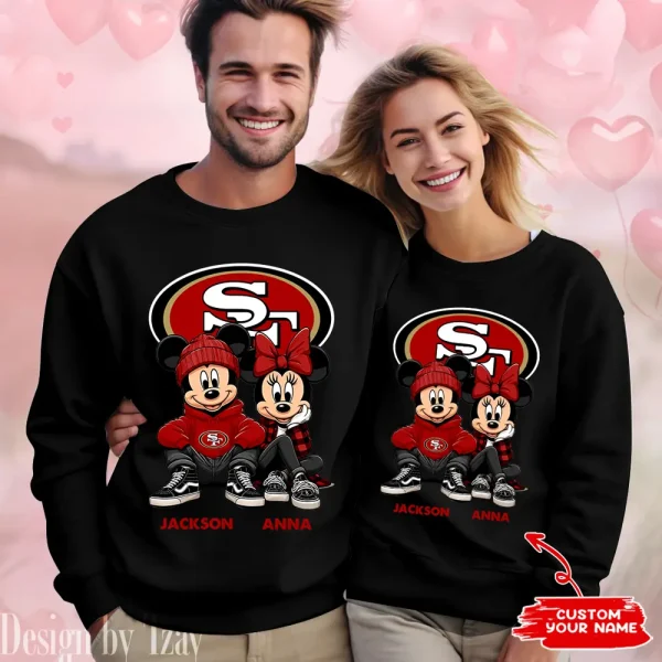 NFL San Francisco 49ers Couple Sweater Custom Any Name Gifts For Fan BGRSW443 - Image 2