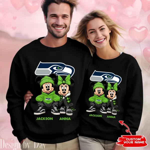 NFL Seattle Seahawks Couple Sweater Custom Any Name Gifts For Fan BGRSW444 - Image 2