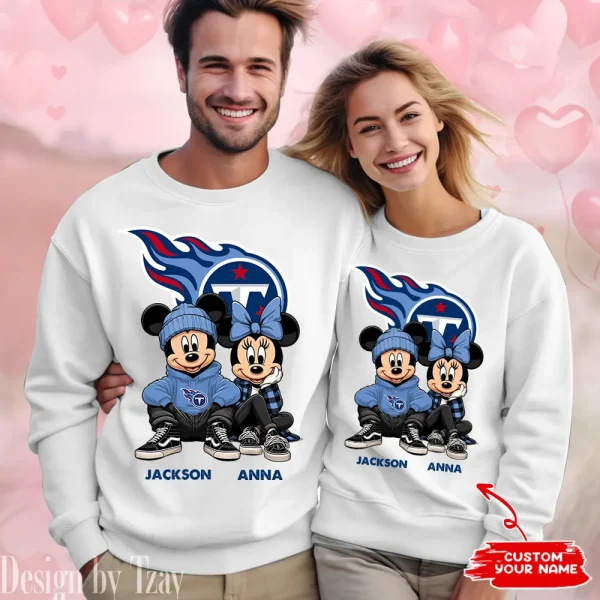 NFL Tennessee Titans Couple Sweater Custom Any Name Gifts For Fan BGRSW446 - Image 2