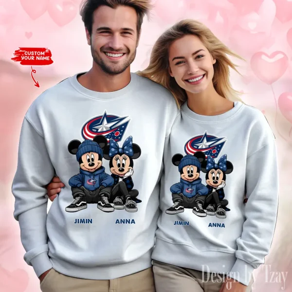 NHL Columbus Blue Jackets Couple Sweater Custom Any Name Gifts For Fan BGRSW455 - Image 2