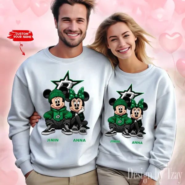 NHL Dallas Stars Couple Sweater Custom Any Name Gifts For Fan BGRSW456