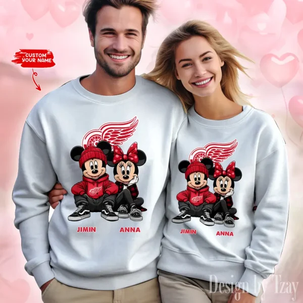 NHL Detroit Red Wings Couple Sweater Custom Any Name Gifts For Fan BGRSW457 - Image 2