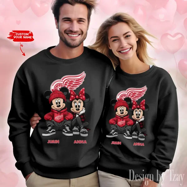 NHL Detroit Red Wings Couple Sweater Custom Any Name Gifts For Fan BGRSW457