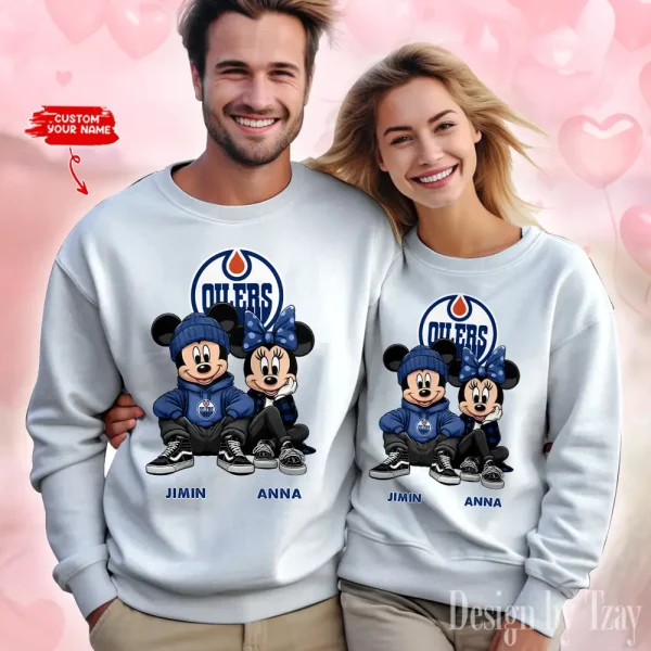 NHL Edmonton Oilers  Couple Sweater Custom Any Name Gifts For Fan BGRSW478 - Image 2