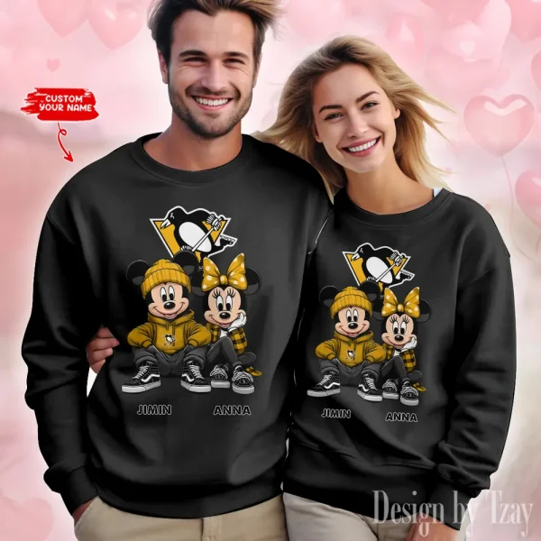 NHL Pittsburgh Penguins Couple Sweater Custom Any Name Gifts For Fan BGRSW467 - Image 2