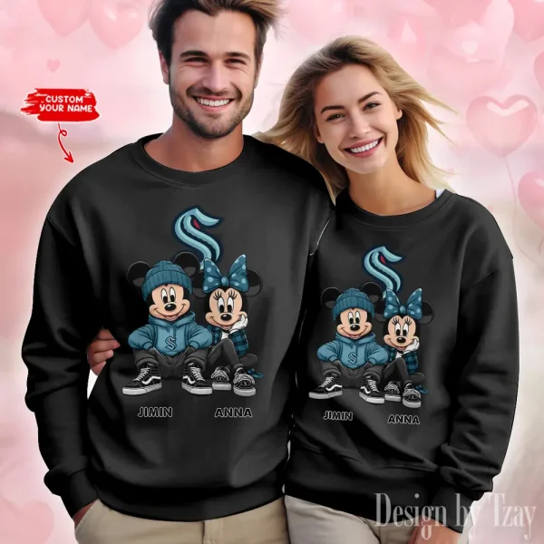 NHL Seattle Kraken Couple Sweater Custom Any Name Gifts For Fan BGRSW469 - Image 2