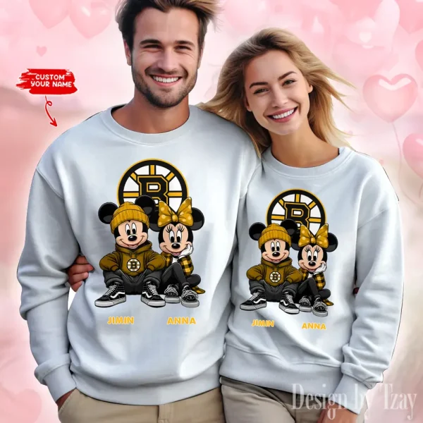 NHL Boston Bruins Couple Sweater Custom Any Name Gifts For Fan BGRSW449 - Image 2