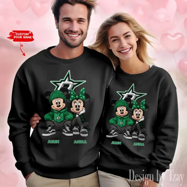 NHL Dallas Stars Couple Sweater Custom Any Name Gifts For Fan BGRSW456 - Image 2