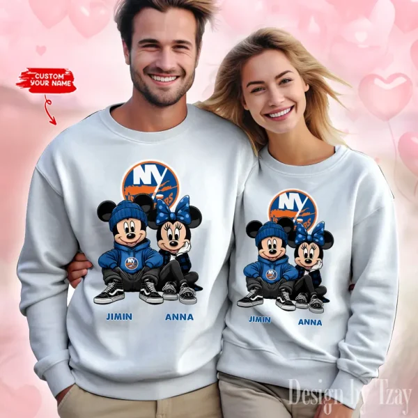 NHL New York Islanders  Couple Sweater Custom Any Name Gifts For Fan BGRSW463 - Image 2