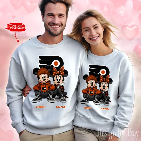 NHL Philadelphia Flyers Couple Sweater Custom Any Name Gifts For Fan BGRSW466 - Image 2