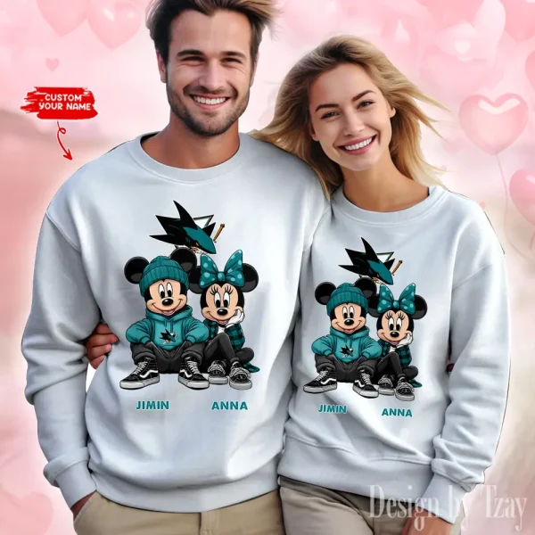 NHL San Jose Sharks Couple Sweater Custom Any Name Gifts For Fan BGRSW468 - Image 2