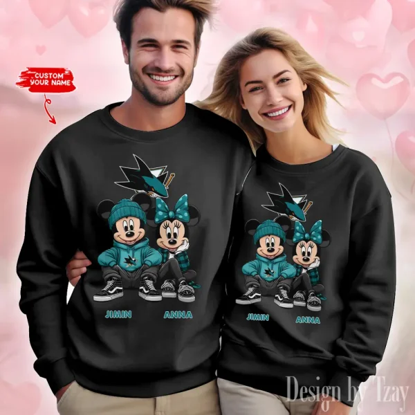 NHL San Jose Sharks Couple Sweater Custom Any Name Gifts For Fan BGRSW468