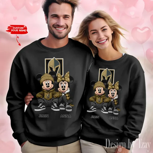 NHL Vegas Golden Knights Couple Sweater Custom Any Name Gifts For Fan BGRSW475