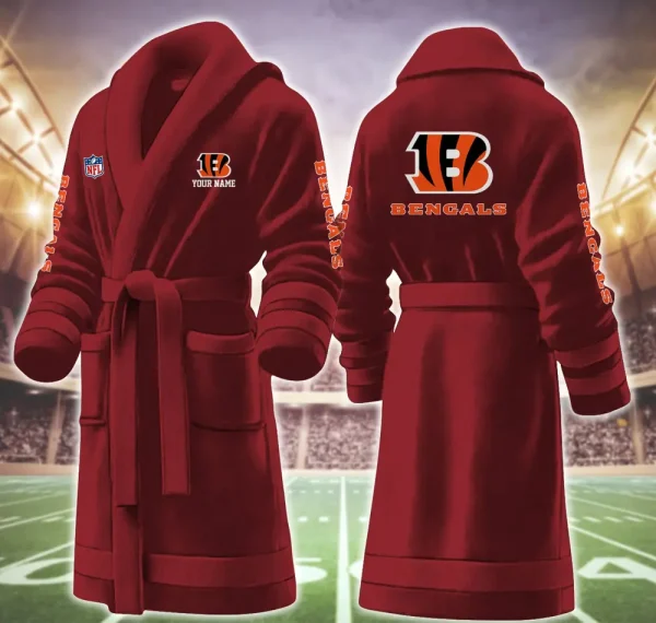 Cincinnati Bengals Luxurious Comfort Meets Sporty Style Bathrobe - Image 4