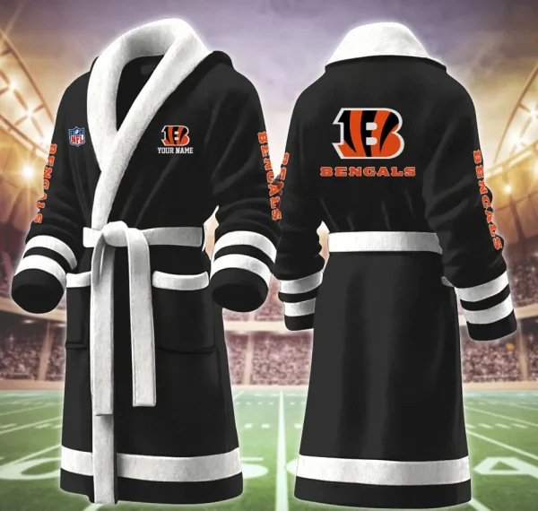 Cincinnati Bengals Luxurious Comfort Meets Sporty Style Bathrobe - Image 8