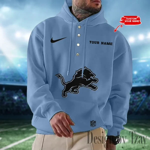 Detroit Lions Casual Button Hoodie SPTCBH011 - Image 7