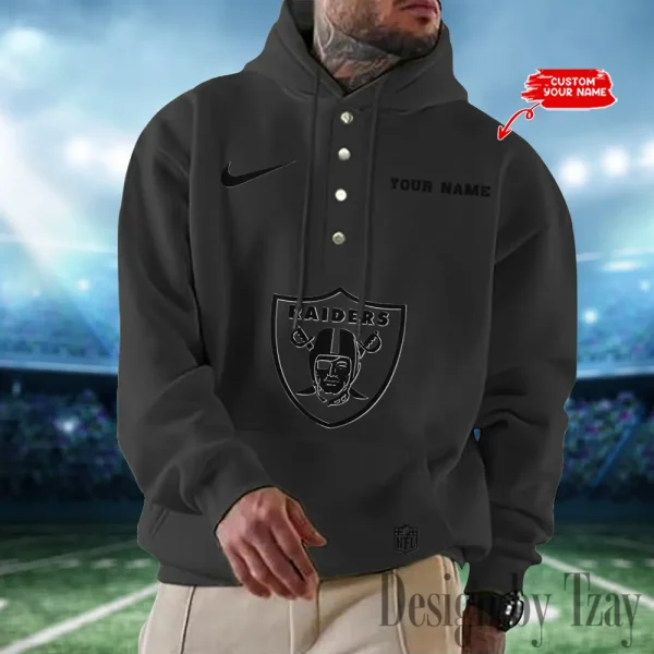 Las Vegas Raiders Casual Button Hoodie SPTCBH017 - Image 3