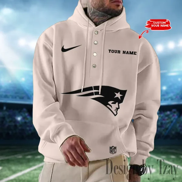 New England Patriots Casual Button Hoodie SPTCBH022