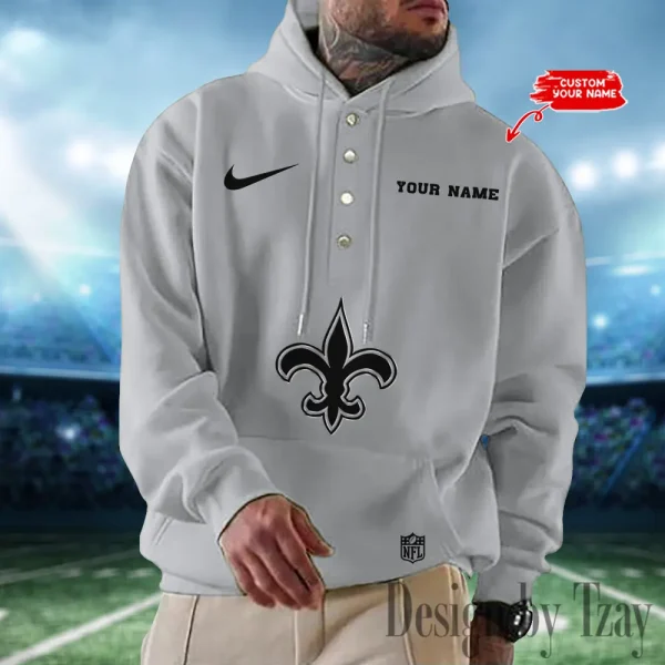 New Orleans Saints Casual Button Hoodie SPTCBH023 - Image 4