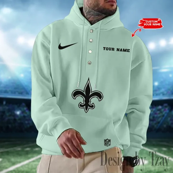 New Orleans Saints Casual Button Hoodie SPTCBH023 - Image 5