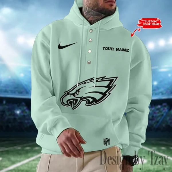 Philadelphia Eagles Casual Button Hoodie SPTCBH026 - Image 4