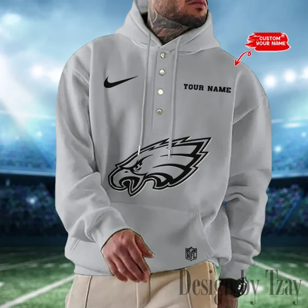 Philadelphia Eagles Casual Button Hoodie SPTCBH026 - Image 5