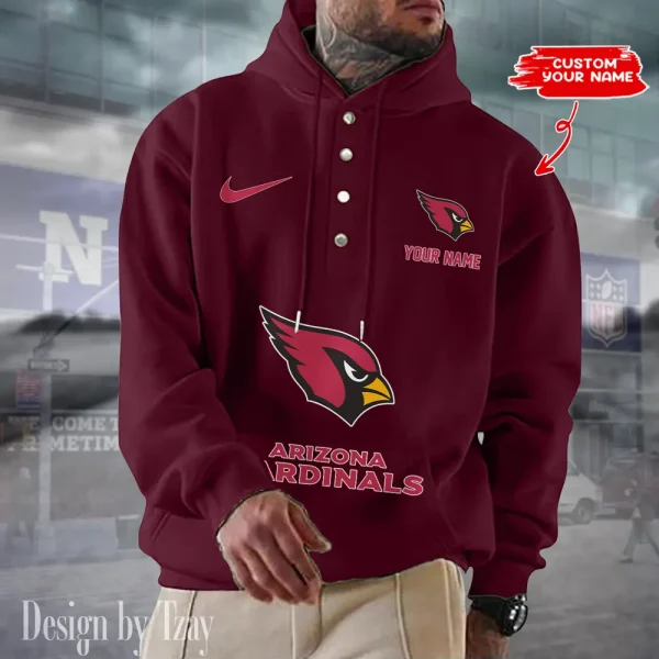 Arizona Cardinals Casual Button Hoodie SPTCBH033 - Image 5