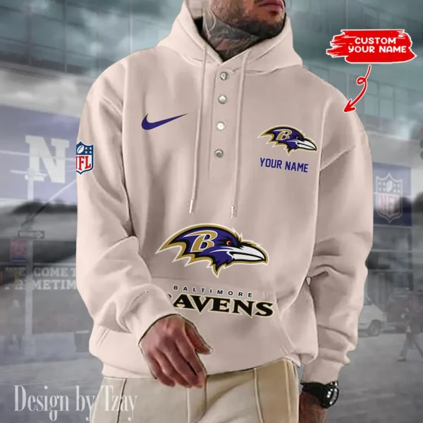 Baltimore Ravens Casual Button Hoodie SPTCBH035