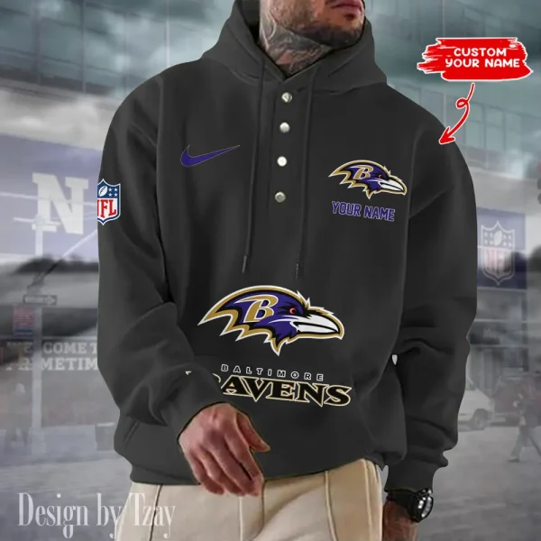 Baltimore Ravens Casual Button Hoodie SPTCBH035 - Image 2