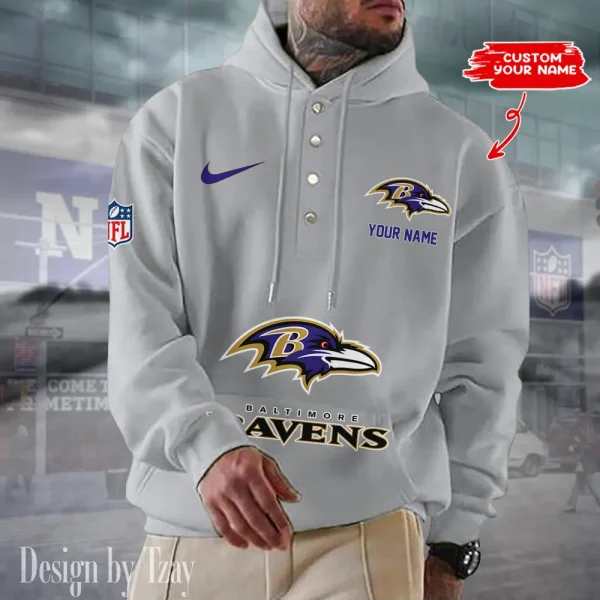 Baltimore Ravens Casual Button Hoodie SPTCBH035 - Image 3