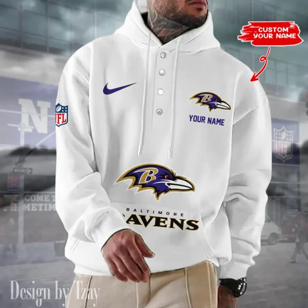 Baltimore Ravens Casual Button Hoodie SPTCBH035 - Image 7