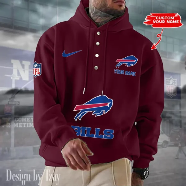 Buffalo Bills Casual Button Hoodie SPTCBH036 - Image 4