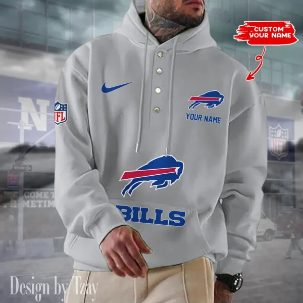 Buffalo Bills Casual Button Hoodie SPTCBH036 - Image 5