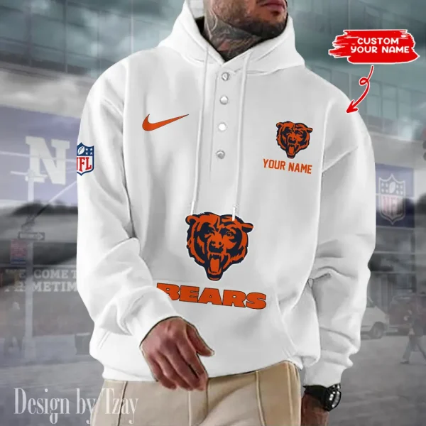 Chicago Bears Casual Button Hoodie SPTCBH038