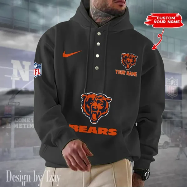 Chicago Bears Casual Button Hoodie SPTCBH038 - Image 6