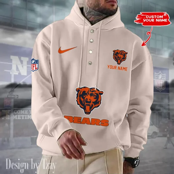 Chicago Bears Casual Button Hoodie SPTCBH038 - Image 7