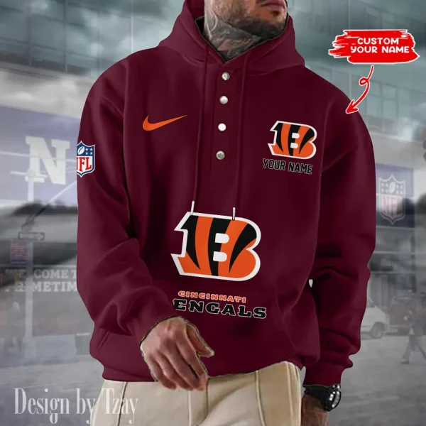 Cincinnati Bengals Casual Button Hoodie SPTCBH039 - Image 3